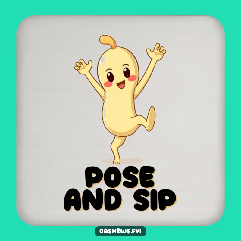 Funny Cashew Pose Coaster: Dramatic Nut Decor, Hilarious Housewarming Gift