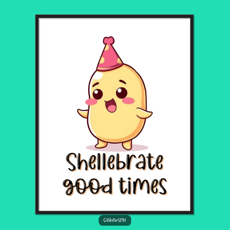 Funny Cashew Nut Party Hat Poster - Thrilled Nut Wall Art, Perfect Gift!