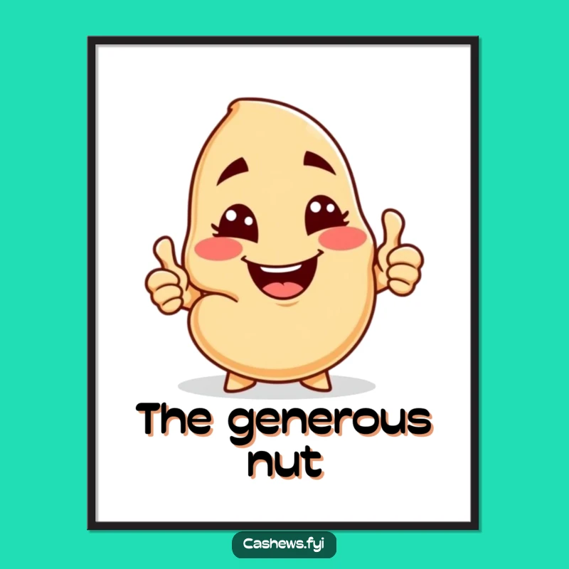 Funny Cheeky Cashew Poster: Offering Nut Art, Perfect Humorous Wall Gift