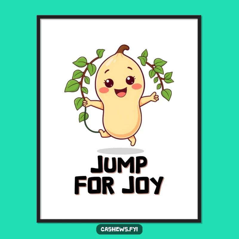 Funny Jumping Cashew Poster: Joyful Kawaii Fitness Art