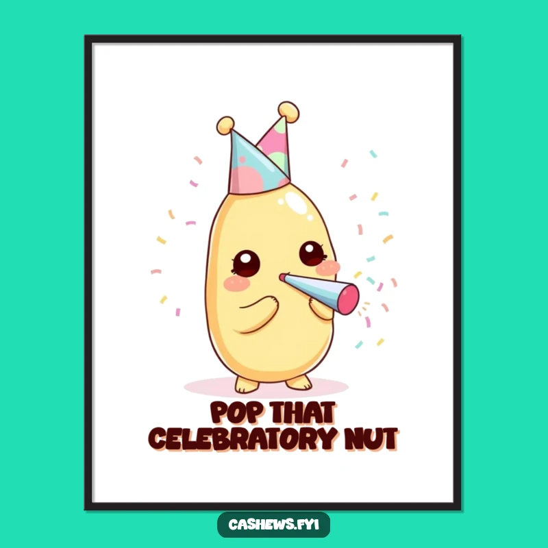 Funny Kawaii Cashew Party Poster - Hilarious Nutty Art to Brighten Your Space