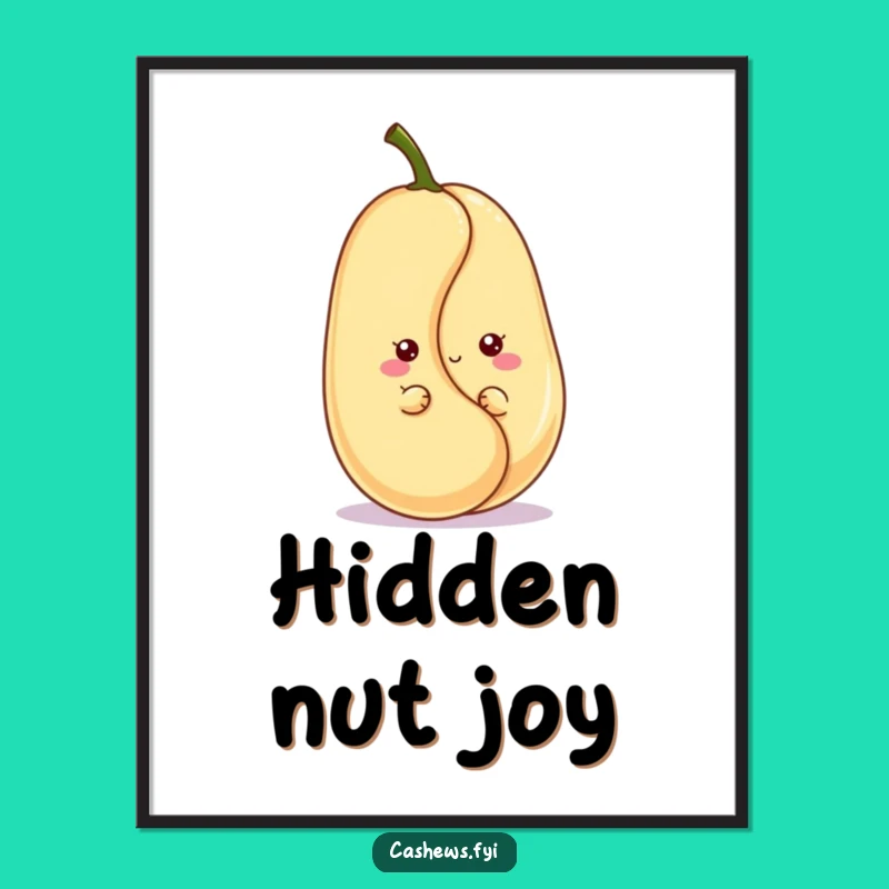 Funny Kawaii Cashew Poster: Adorable Wall Art for a Playful Nutty Vibe