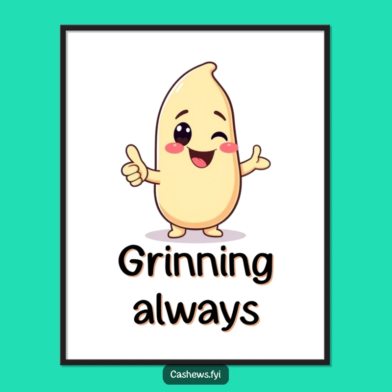 Funny Kawaii Cashew Thumbs-Up Poster: Cute Wall Art, Perfect Funny Gift for Adorers