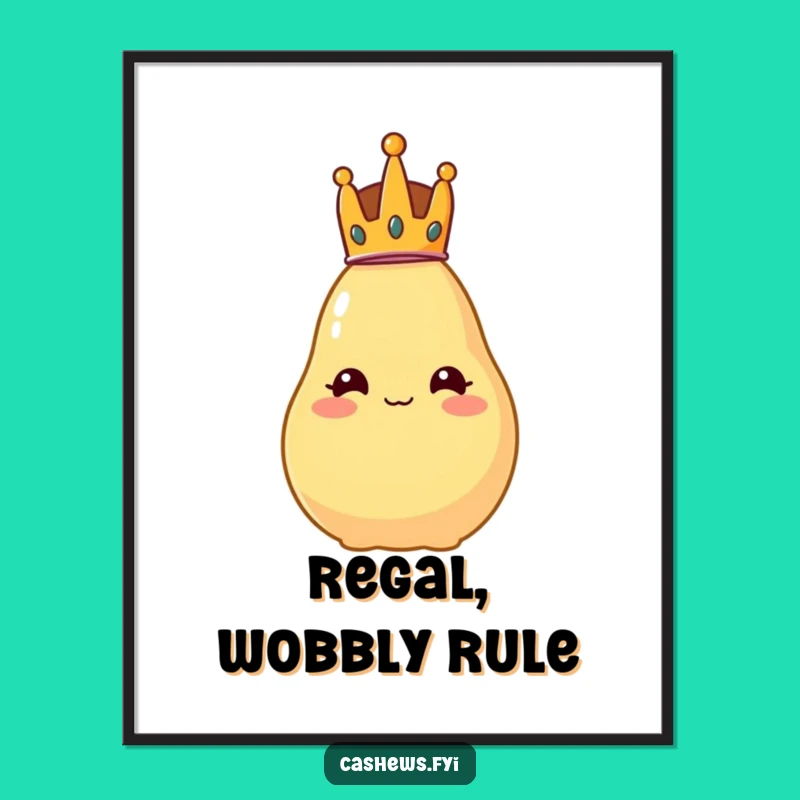 Funny Regal Cashew Poster: Hilarious Crowned Nut Art for Your Walls