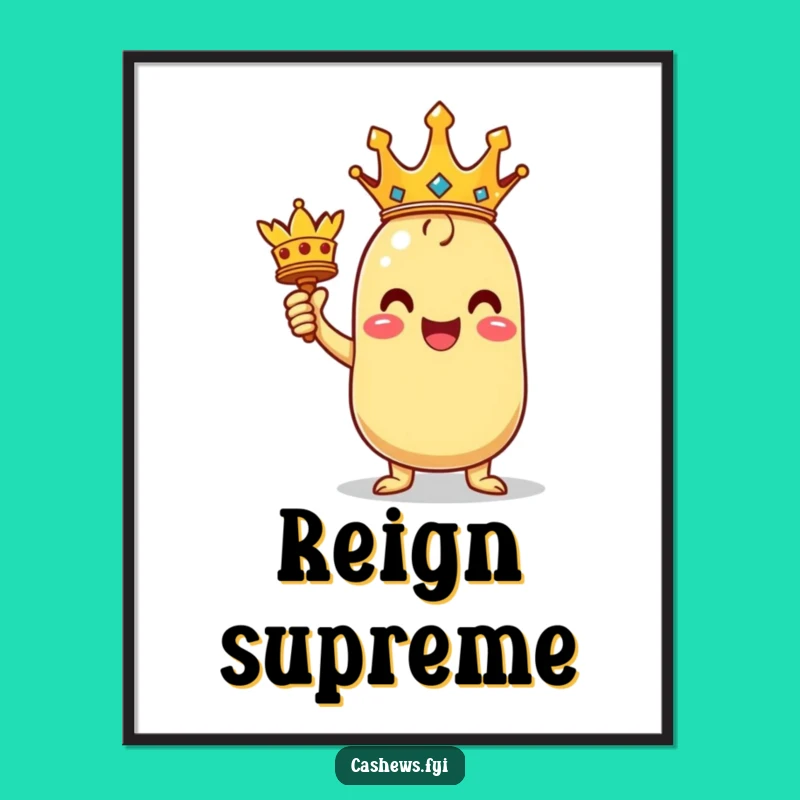Funny Victorious Cashew Poster: Regal Kawaii Art for Champions