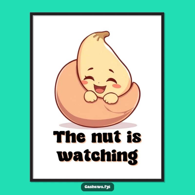 Funny Winking Cashew Poster: Cheeky Nutty Art to Add Playful Charm to Your Walls
