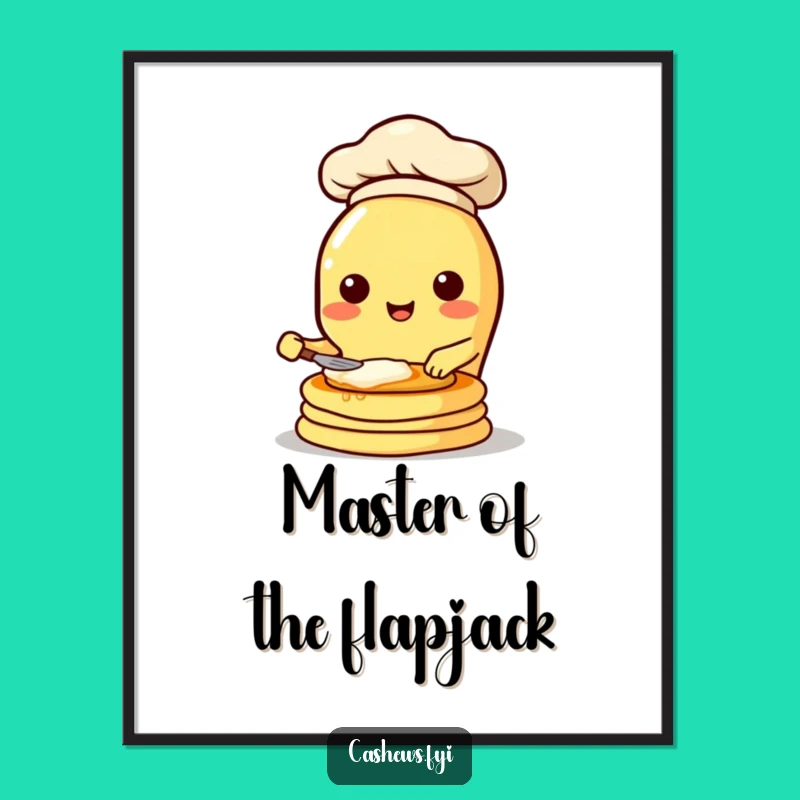 Funny Kawaii Cashew Chef Poster: Hilarious Pancake Art for Your Wall