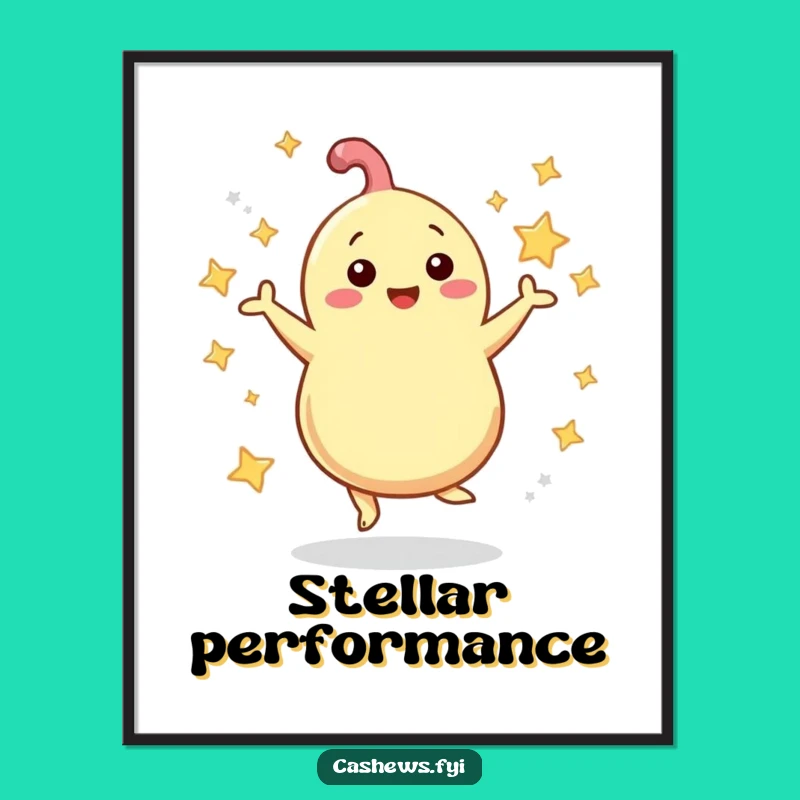 Funny Cashew Poster: Starry Nut Grooving Art, Hilarious Decor