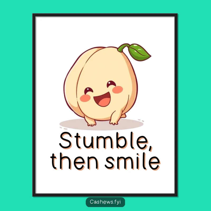 Funny Cashew Poster: Tripping Nut Smiling Big Art, Hilarious Decor