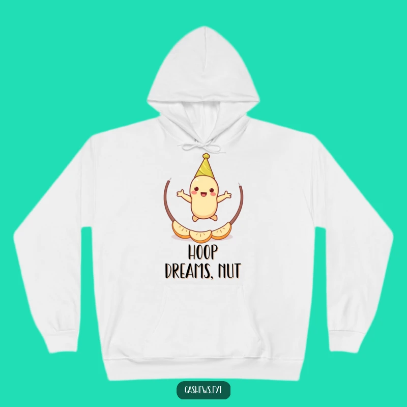 Funny Cashew Party Hoodie: Cozy Jumping Nut Character, Warm and Festive Gift