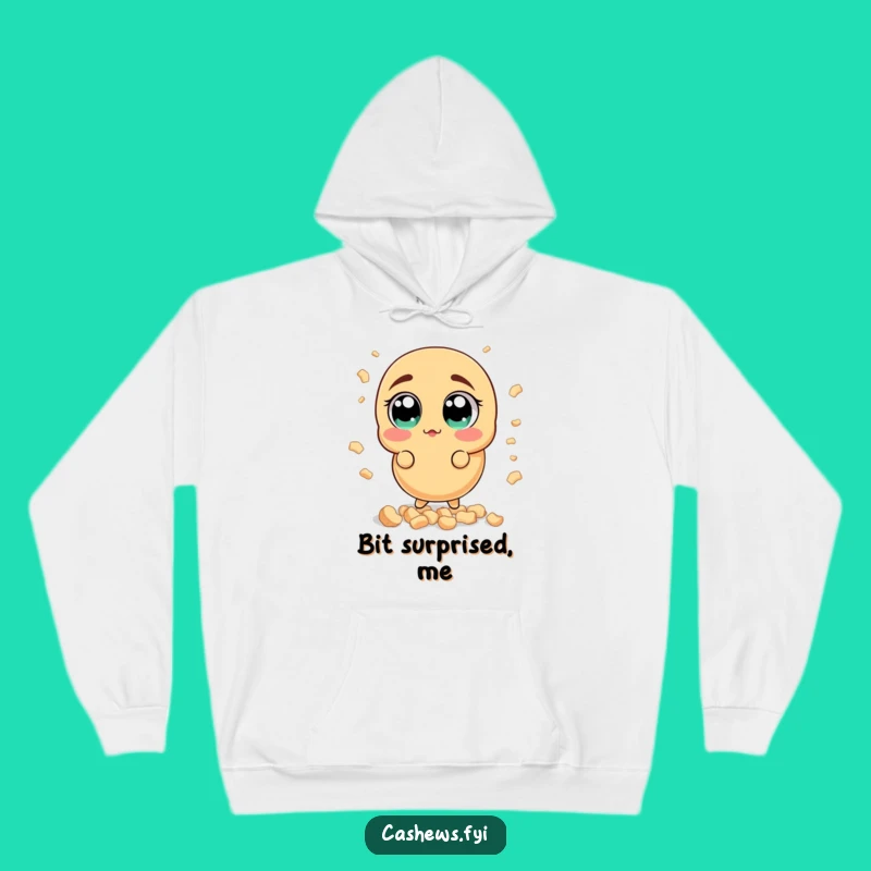 Funny Surprised Cashew Hoodie: Cozy Wide-Eyed Nut, Warm Reaction Gift