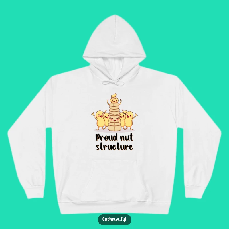 Funny Kawaii Cashew Tower Hoodie: Cozy Proud Nut Builders, Warm Teamwork Gift