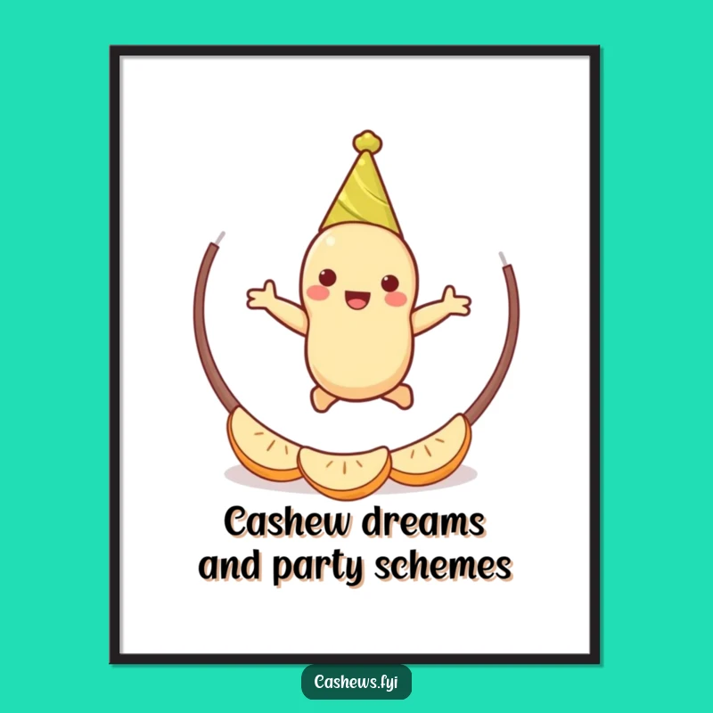 Free Printable Wall Art: Jumping Cashew Funny Downloadable Art for Energetic Decor