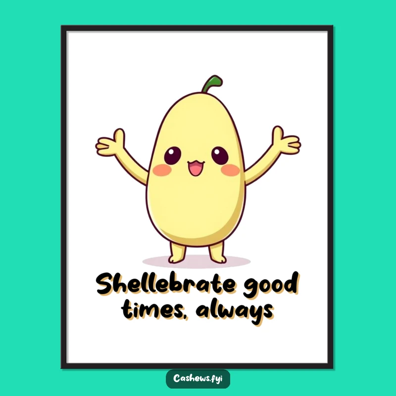 Free Printable Funny Wall Art: Kawaii Cashew Surprise - Downloadable Cute Decor!