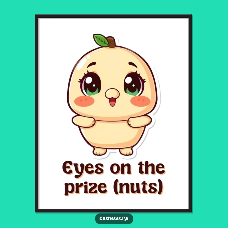 Free Printable Wall Art: Funny Kawaii Cashew Excited Humorous Downloadable Decor Gift