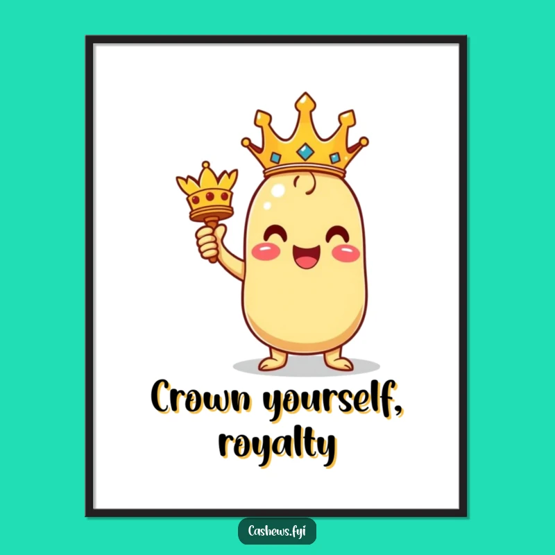 Free Printable Wall Art: Triumphant Cashew King, Funny Crown, Regal Downloadable