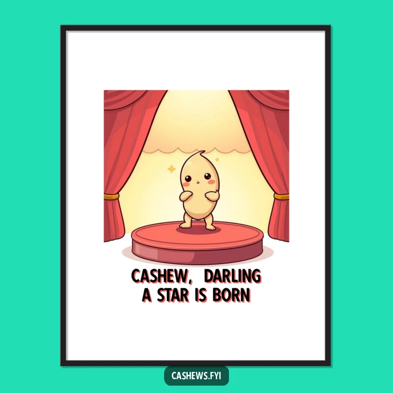 Funny Free Printable Wall Art: Dramatic Cashew Nut - Quirky Downloadable Decor