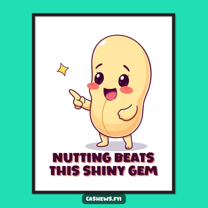 Funny Free Printable Wall Art: Excited Cashew Nut & Gem - Quirky Downloadable Decor