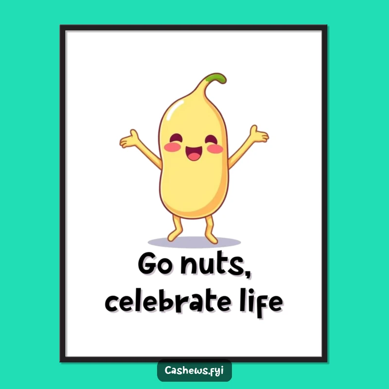 Funny Free Printable Wall Art: Silly Dancing Cashew, Joyful Decor