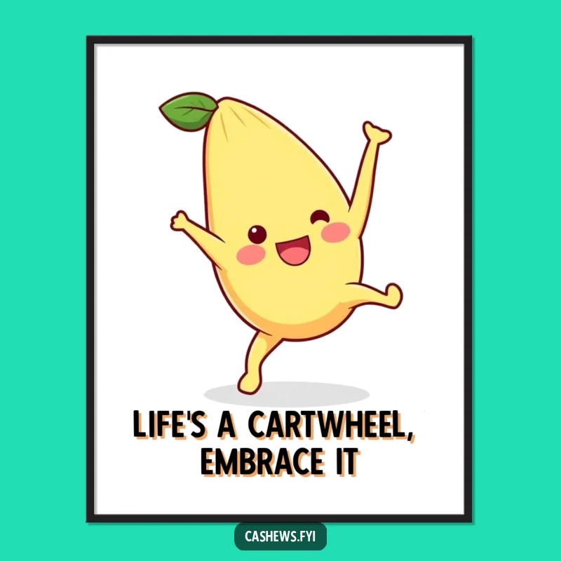 Funny Free Printable Wall Art: Joyful Cashew Cartwheel Downloadable Decor for Your Space!