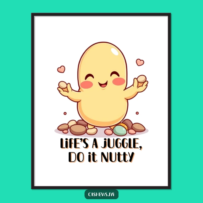 Free Printable Funny Cashew Wall Art: Juggling Pebbles for a Playful, Artistic Vibe