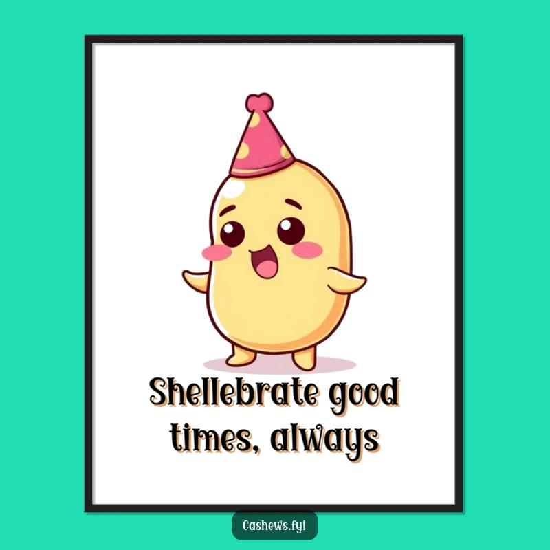 Funny Free Printable Wall Art: Thrilled Cashew Nut, Humorous Downloadable Decor Gift