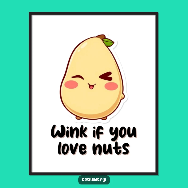 Free Printable Kawaii Cashew Art - Mischievous Wink Downloadable Decor