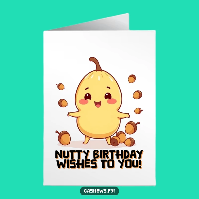 Free Printable Birthday Card: Juggling Cashew Nut, Funny Skills, Downloadable Joyful Gift