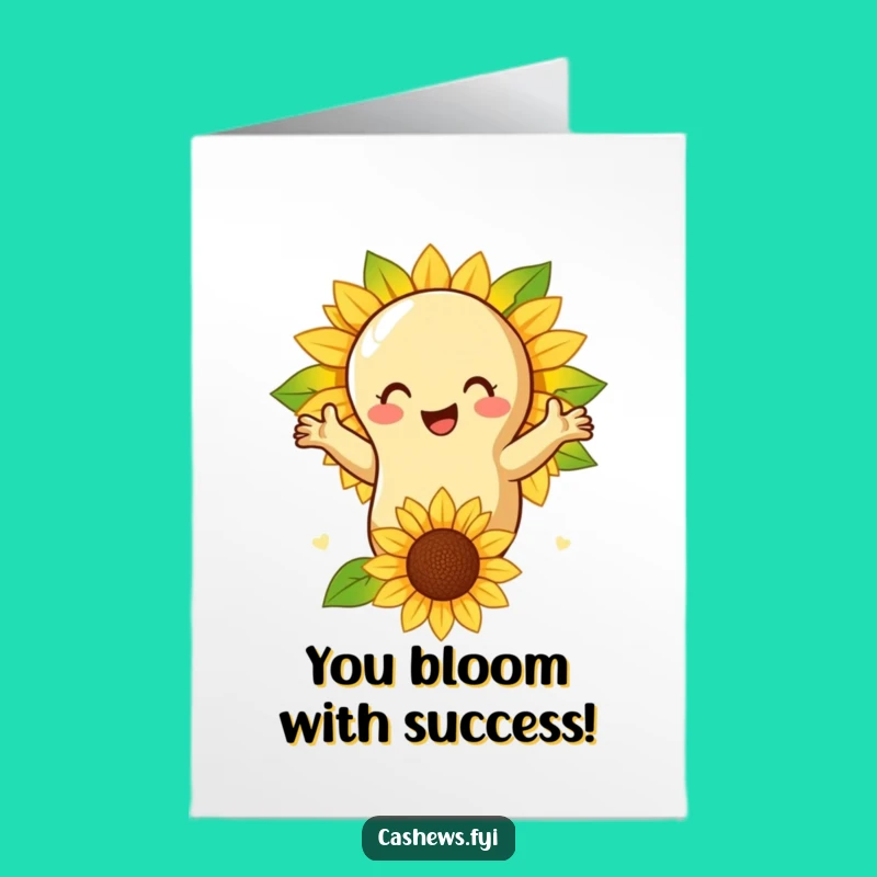 Free Printable Congrats Card: Cashew Sunflower Embrace, Humorous Downloadable Gift for Smiles