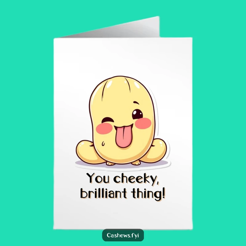 Free Printable Congrats Card: Cheeky Cashew Tongue, Playful Downloadable Gift for Cheers