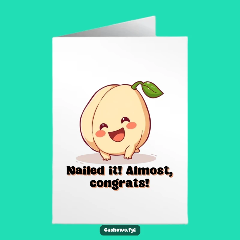 Free Printable Congrats Card: Triumphant Tumbling Cashew for a Funny Downloadable Win