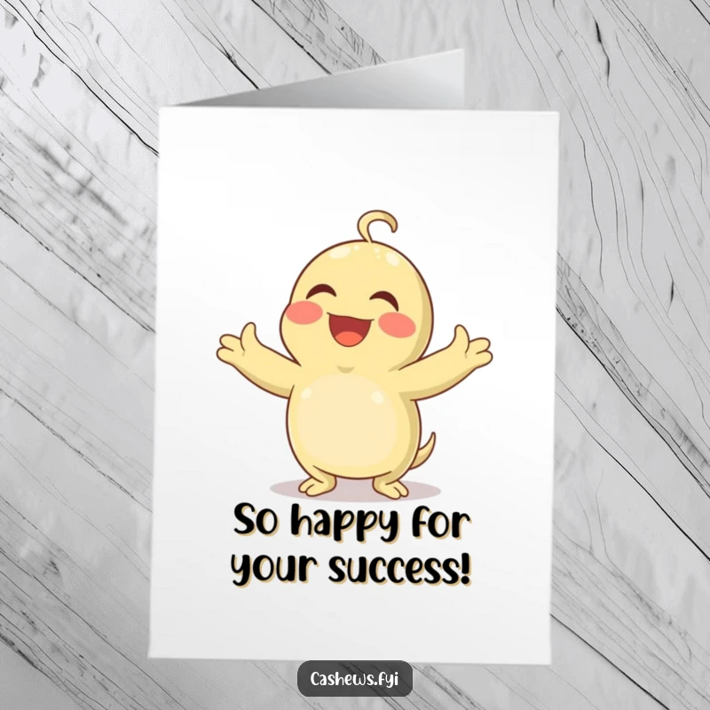 Funny Free Printable Congratulations Card: A cashew arms spread wide, doubled over with genuine laughter, celebrating a monumental success.