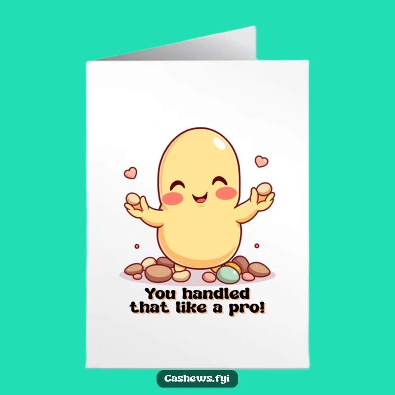 Free Printable Cashew Juggling Congrats Card: Masterful Pebbles for Your Success