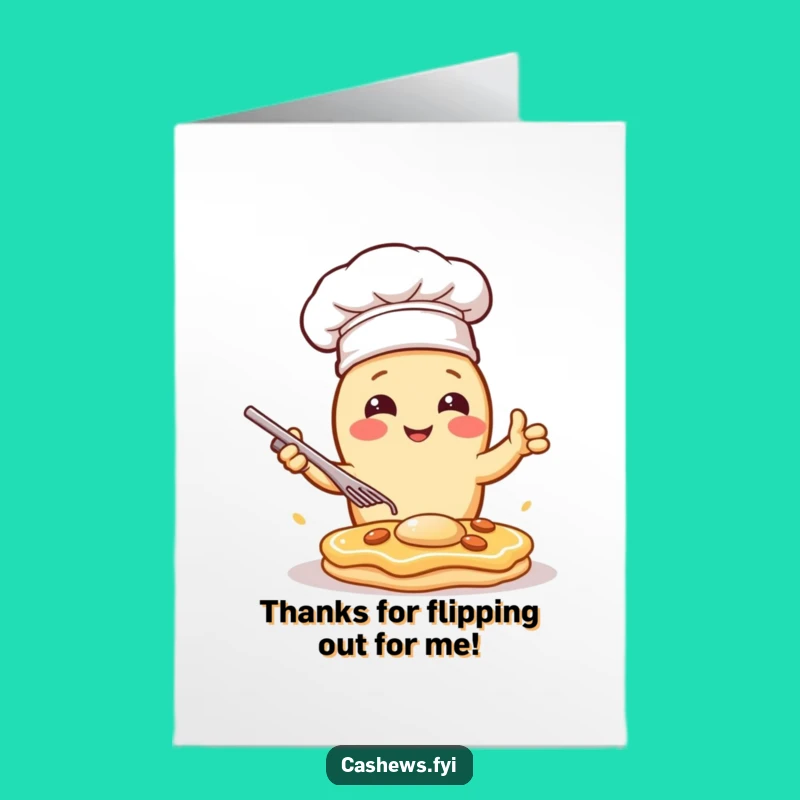 Free Printable Thank You Card Funny Cashew Chef Pancake Downloadable Present