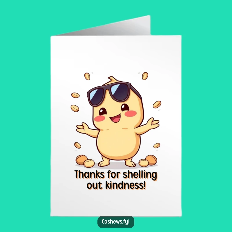 Free Printable Thank You Card Funny Cashew Juggling Nuts Downloadable Present