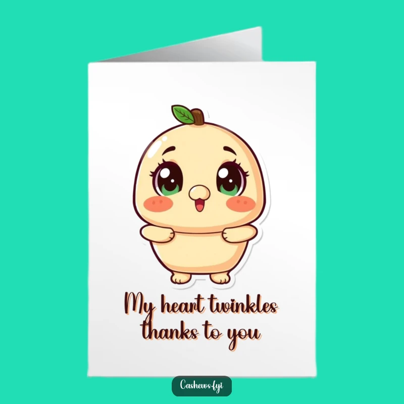 Free Printable Thank You Card: Funny Kawaii Cashew Excited Gratitude Downloadable Gift