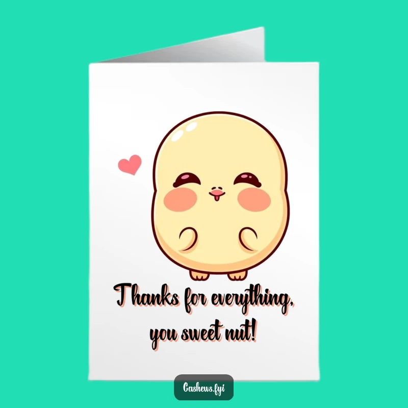 Free Printable Thank You Card: Kawaii Cashew Kissing For A Funny Downloadable Gift