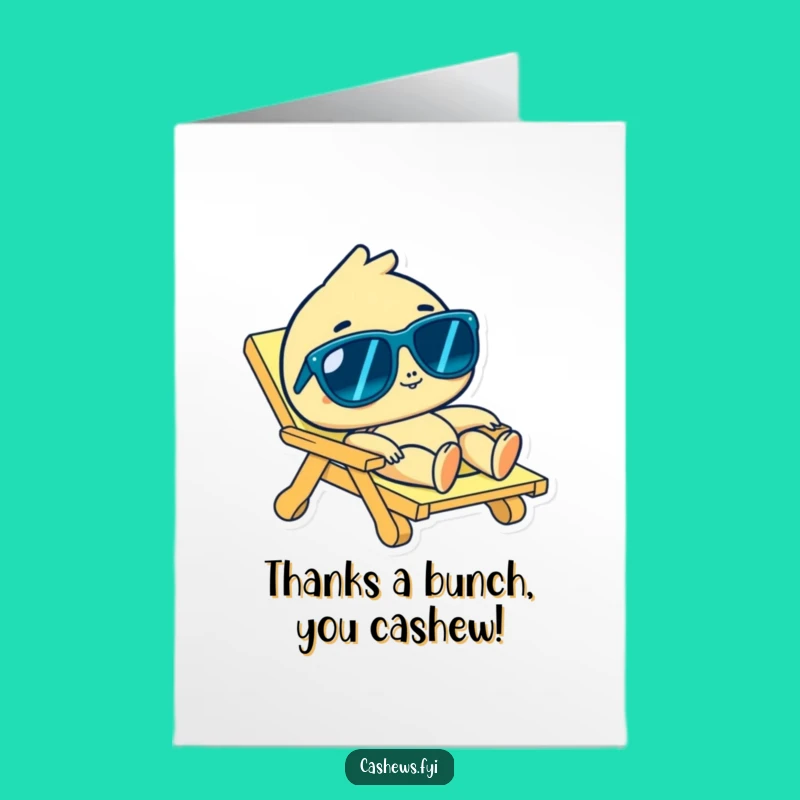Free Printable Thank You Card: Cashew Character Relaxed Funny Downloadable Gift