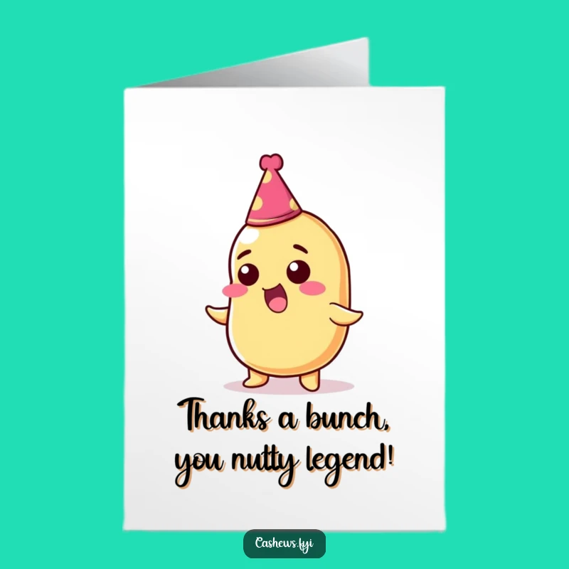Free Printable Thank You Card: Grateful Cashew Nut, Funny Downloadable Gift for Thanks
