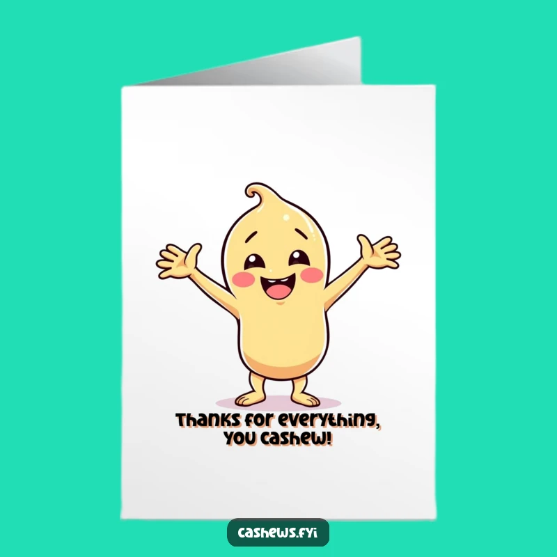 Free Printable Thank You Card: Cashew Character Dancing Funny Downloadable Gift