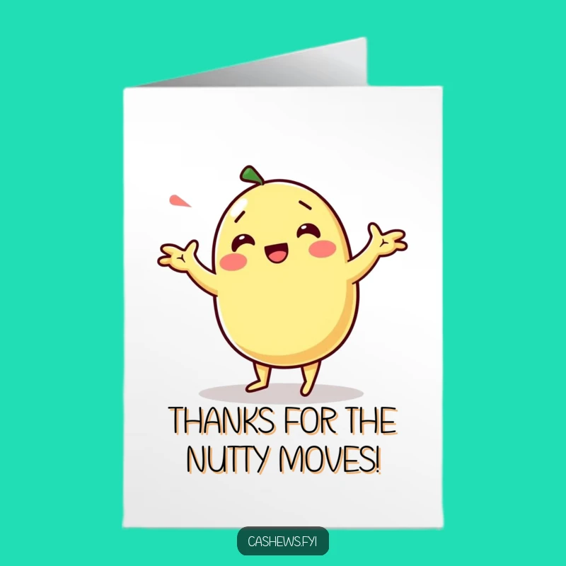 Free Printable Thank You Card: Funny Kawaii Cashew Dance Gratitude Downloadable Gift