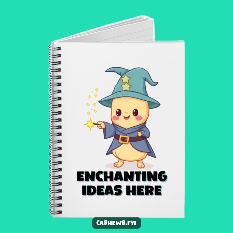 Funny Kawaii Cashew Wizard Notebook - Magical Journal for Spellbinding Ideas