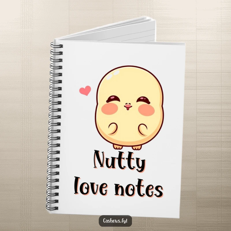 Funny Kawaii Cashew Notebook: A journal with a cute cashew blowing a kiss and rosy cheeks, perfect for jotting down funny ideas.