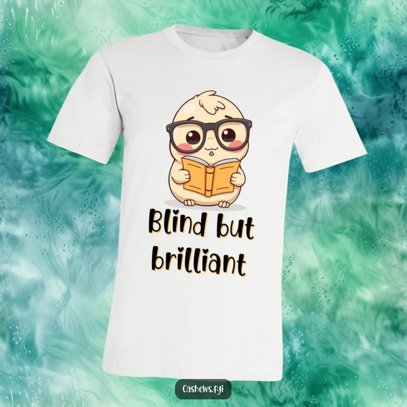 Funny T-Shirt: A cashew dons oversized glasses to read a tiny book, representing a love for knowledge and a quirky sense of humor.