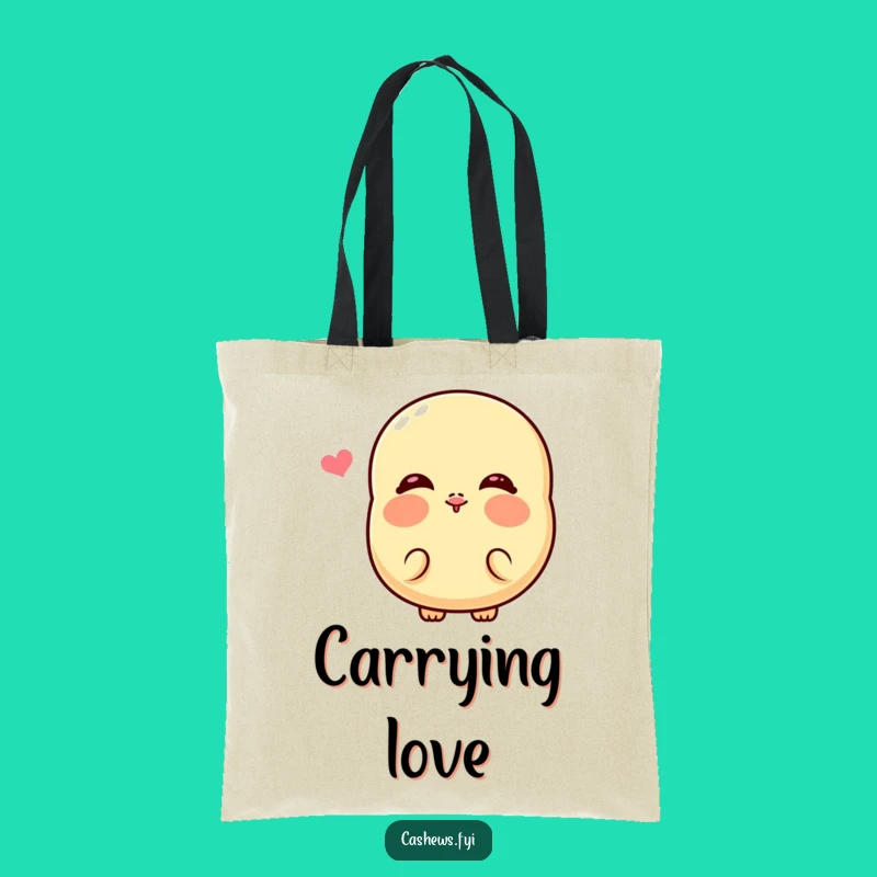 Funny Kawaii Cashew Kiss Tote Bag: Cute Cheeky Nut Carry-All, Ideal Funny Gift