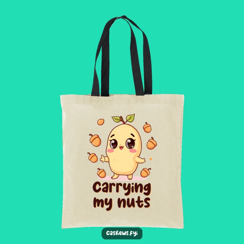 Funny Kawaii Cashew Juggling Acorns Tote Bag - Cute Nutty Carryall for Everyday Fun