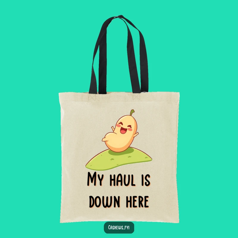 Funny Cashew Tote Bag: Joyful Nut Rolling Downhill, Hilarious Accessory